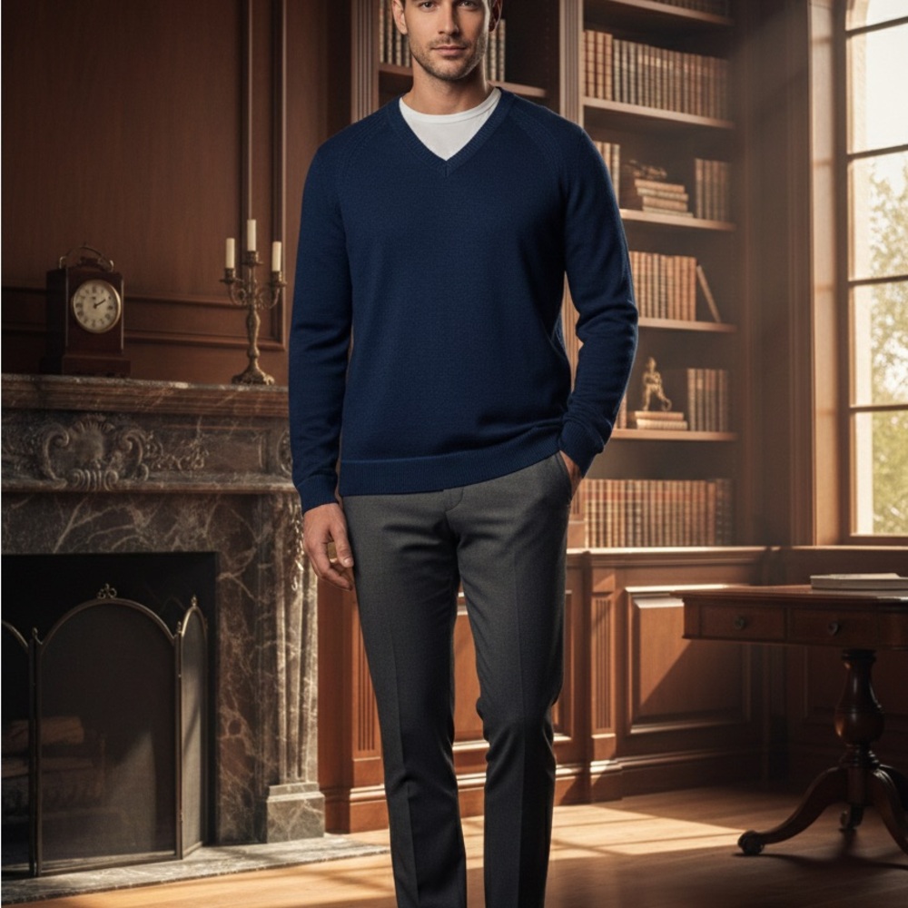 Robert Graham Deep Blue V-Neck Sweater